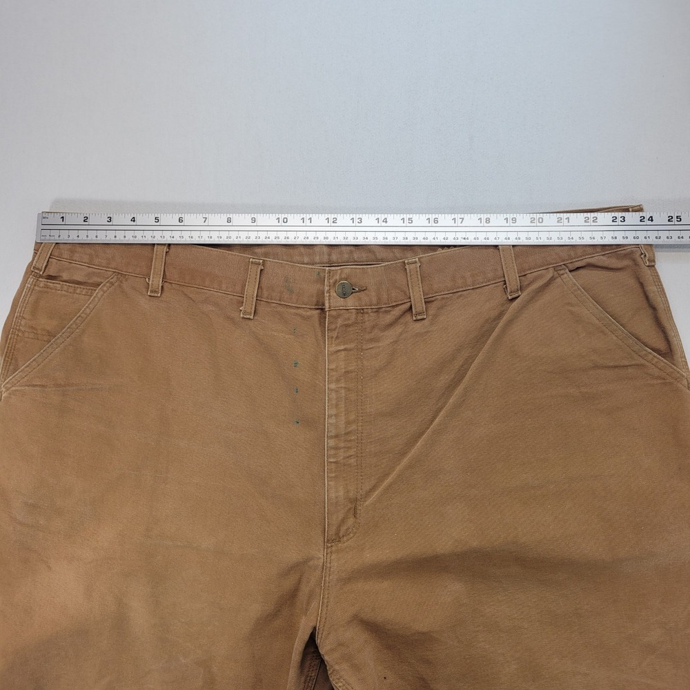 Carhartt Carpenter Pants Mens 50x32 Brown B11 Washed Duck Work Dungaree Utility - Picture 9 of 12